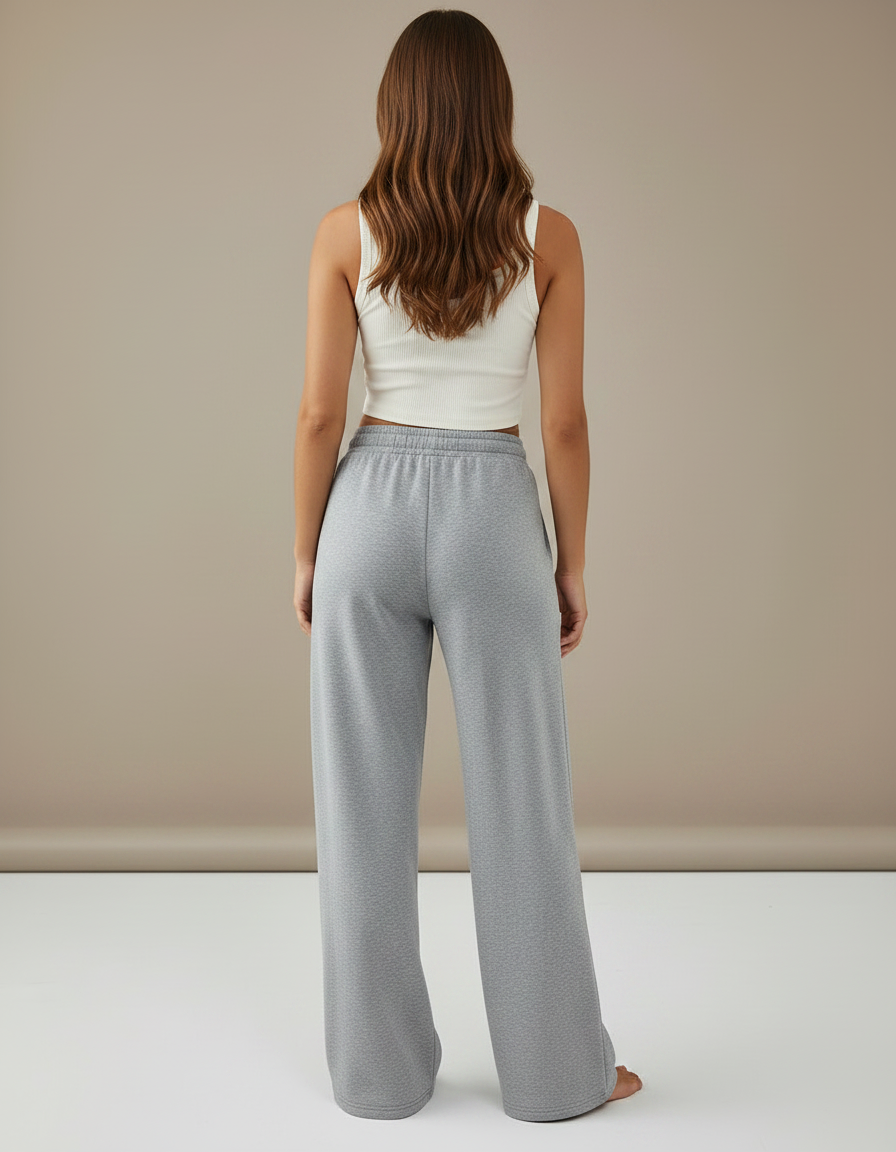Pantalon Gris Ample Décontracté Molletonné Droit Femme - vue 2