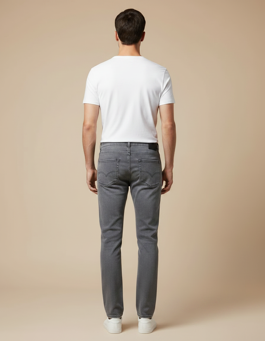 Pantalon Gris Jean Homme Slim Décontracté - vue 2