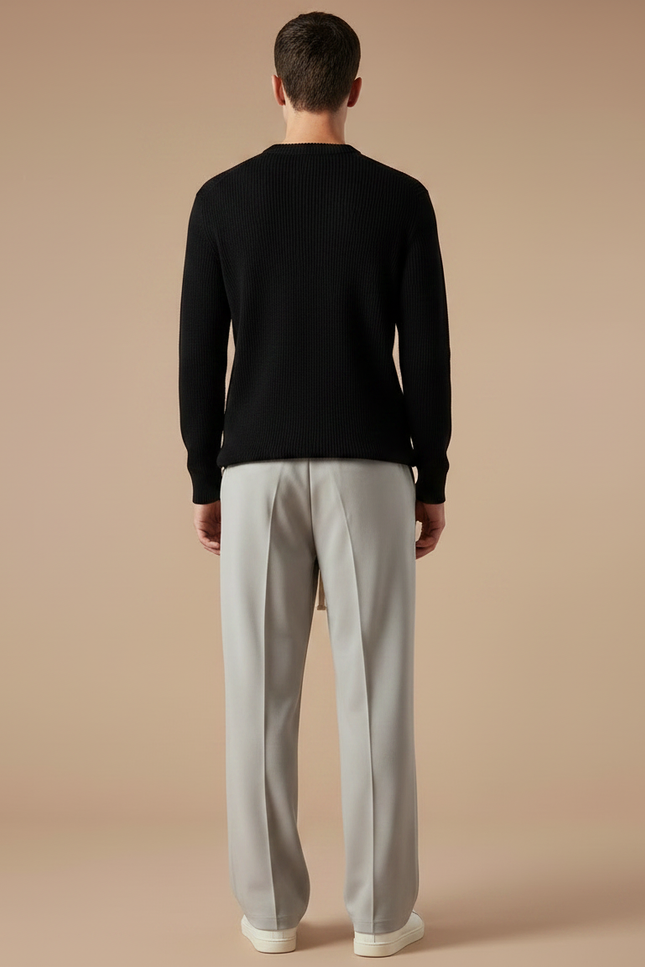 Pantalon Gris Droit Ample Décontracté Homme - Polyester - vue 2