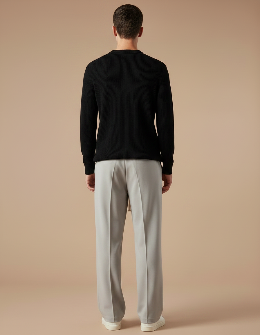 Pantalon Gris Droit Ample Décontracté Homme - Polyester - vue 2