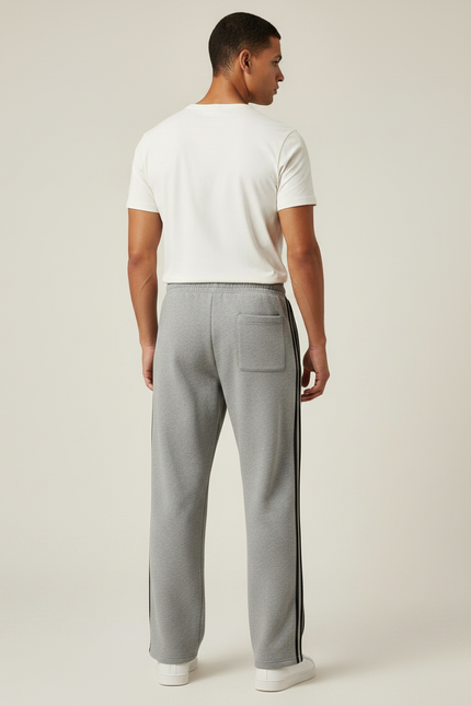 Pantalon Gris Sport Ample Rayures Noires Homme - Molleton - vue 2