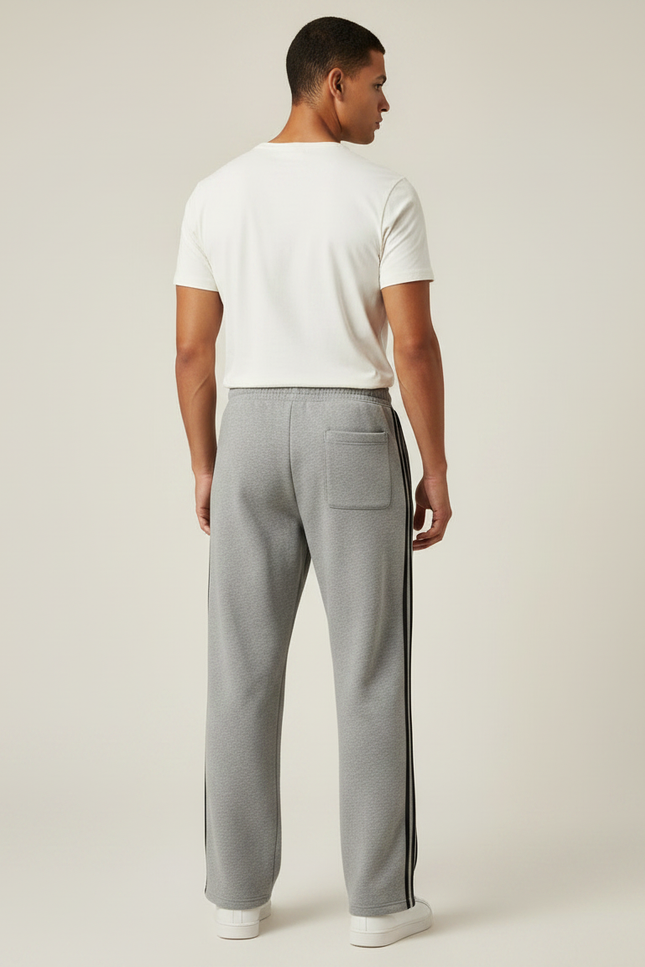 Pantalon Gris Sport Ample Rayures Noires Homme - Molleton - vue 2