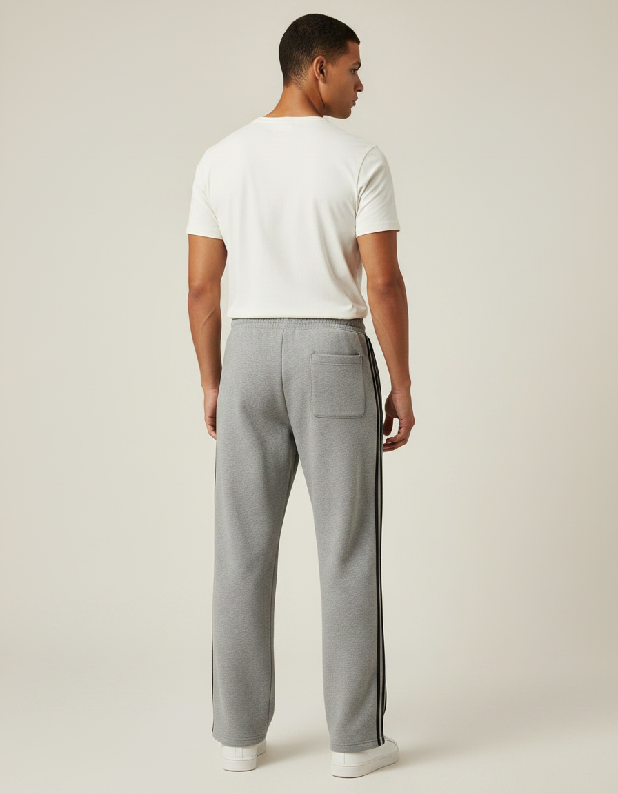 Pantalon Gris Sport Ample Rayures Noires Homme - Molleton - vue 2