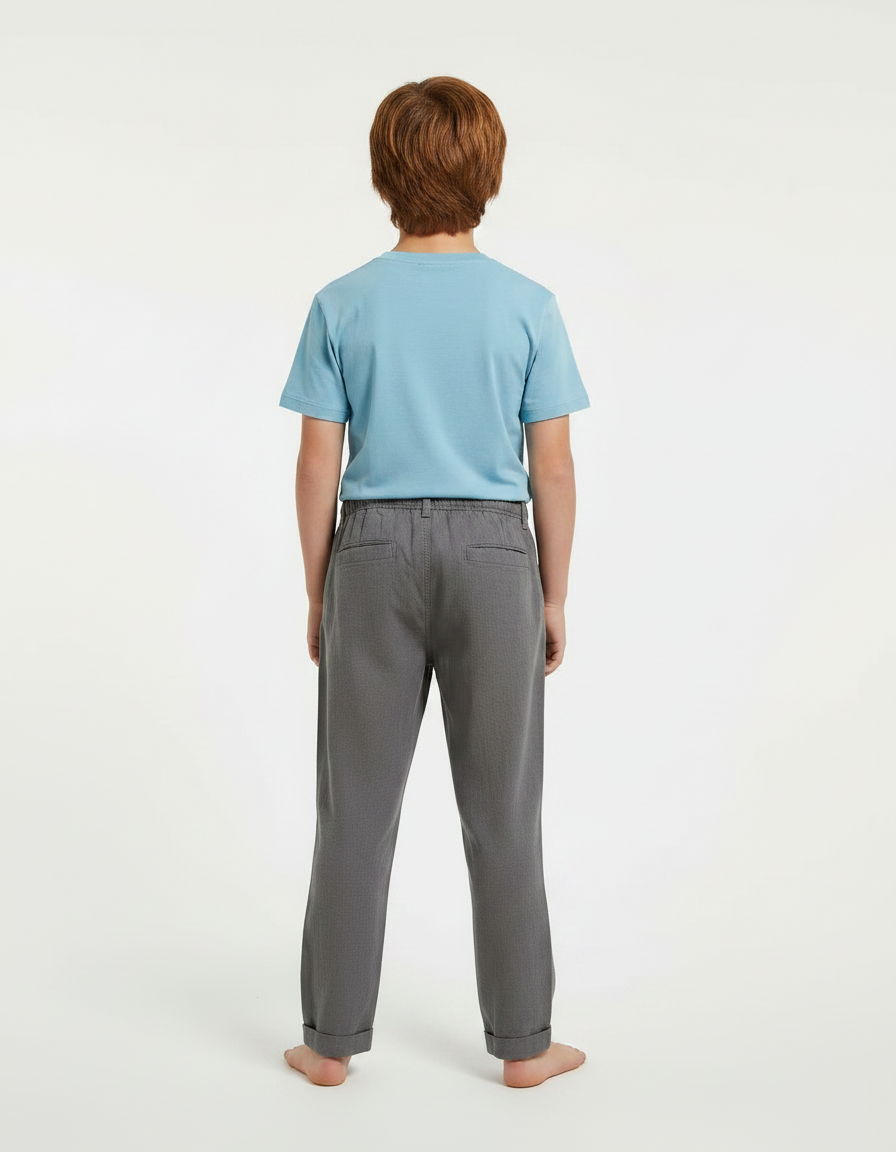 Pantalon Lin Gris Garcon - vue 2