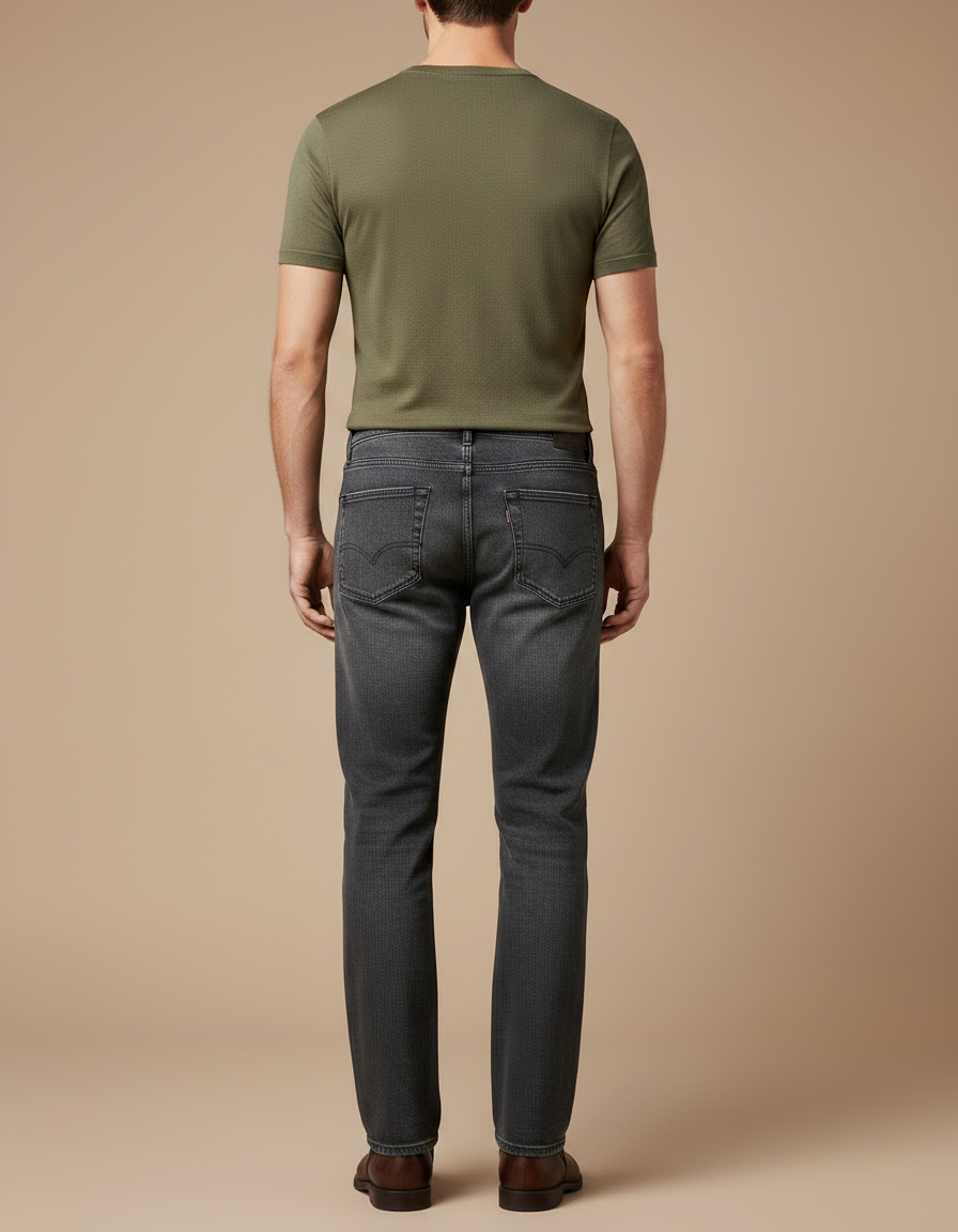 Pantalon Gris Jean Droit Classique Homme - vue 2