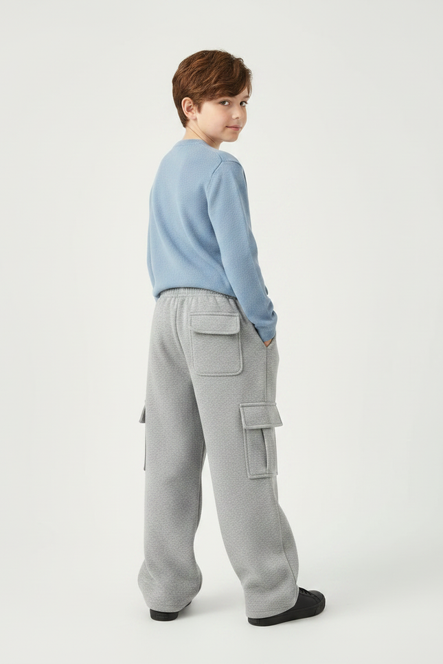 Pantalon Gris Cargo Ample Molletonné Enfant - vue 2