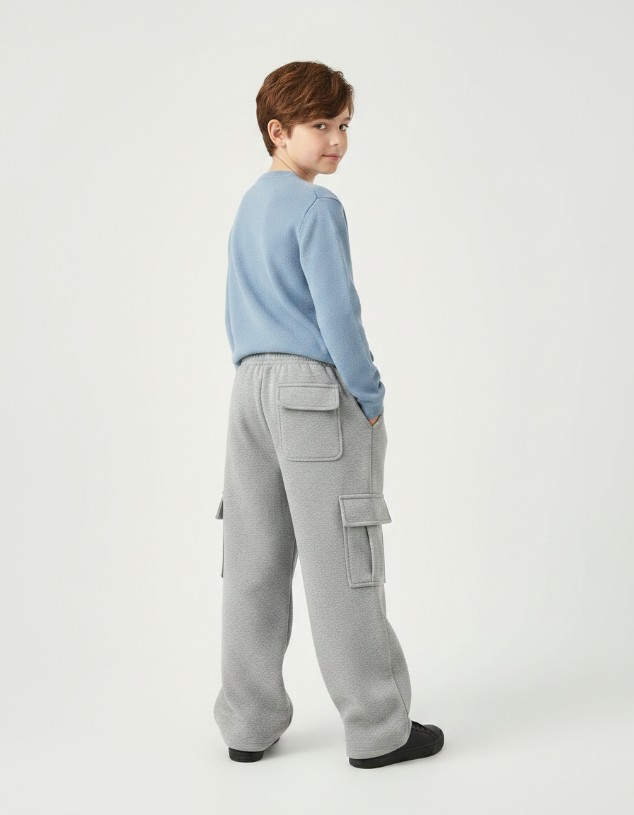 Pantalon Gris Cargo Ample Molletonné Enfant - vue 2