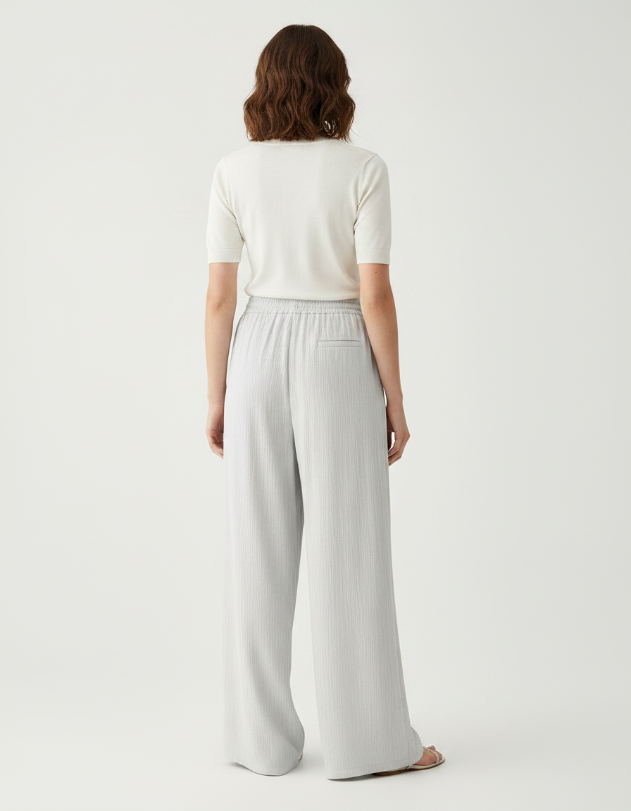 Pantalon Lin Femme Gris - vue 2