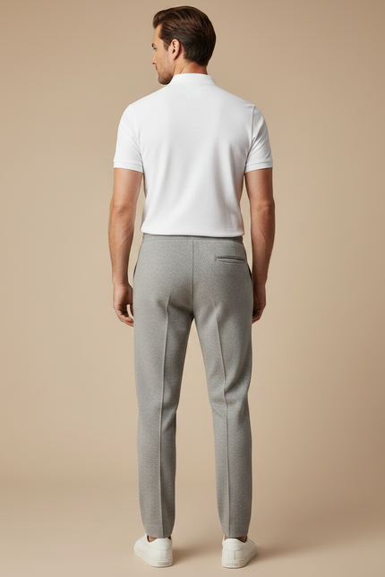 Pantalon Gris Jogging Maille Homme Décontracté Slim - vue 2