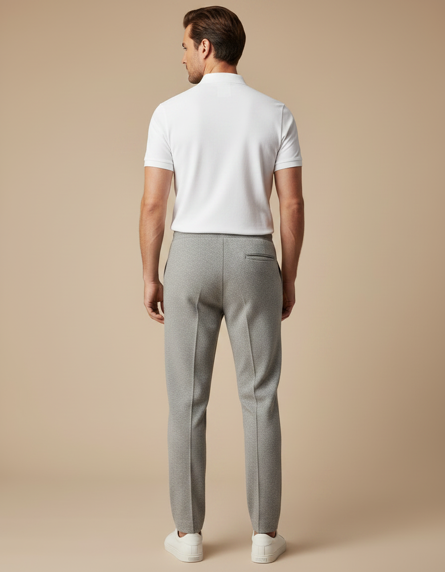 Pantalon Gris Jogging Maille Homme Décontracté Slim - vue 2