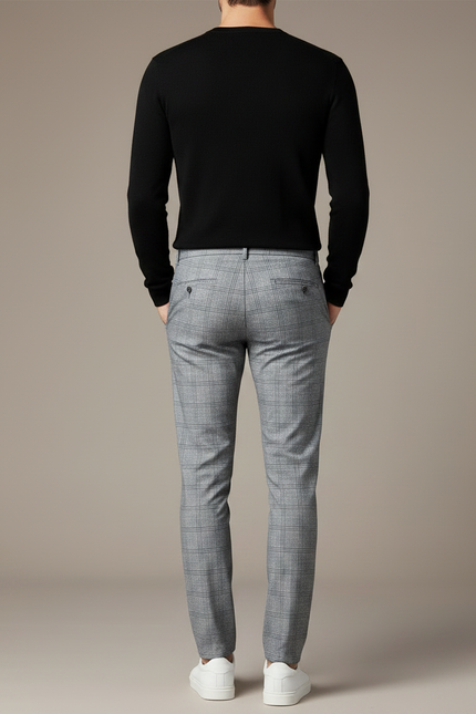 Pantalon Gris Prince De Galles Homme - Laine - vue 2