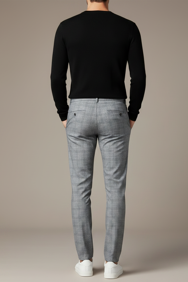 Pantalon Gris Prince De Galles Homme - Laine - vue 2