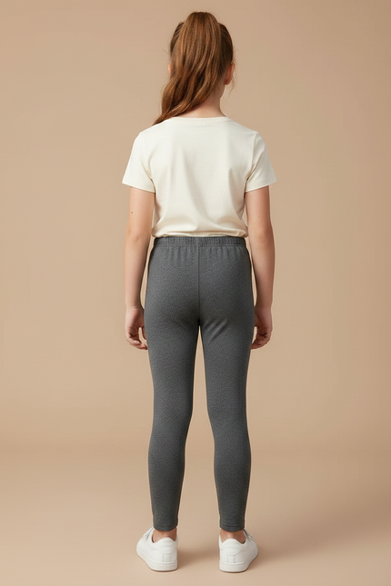 Pantalon Gris Enfant Slim Motif Dessin Animé Fille - Maille - vue 2