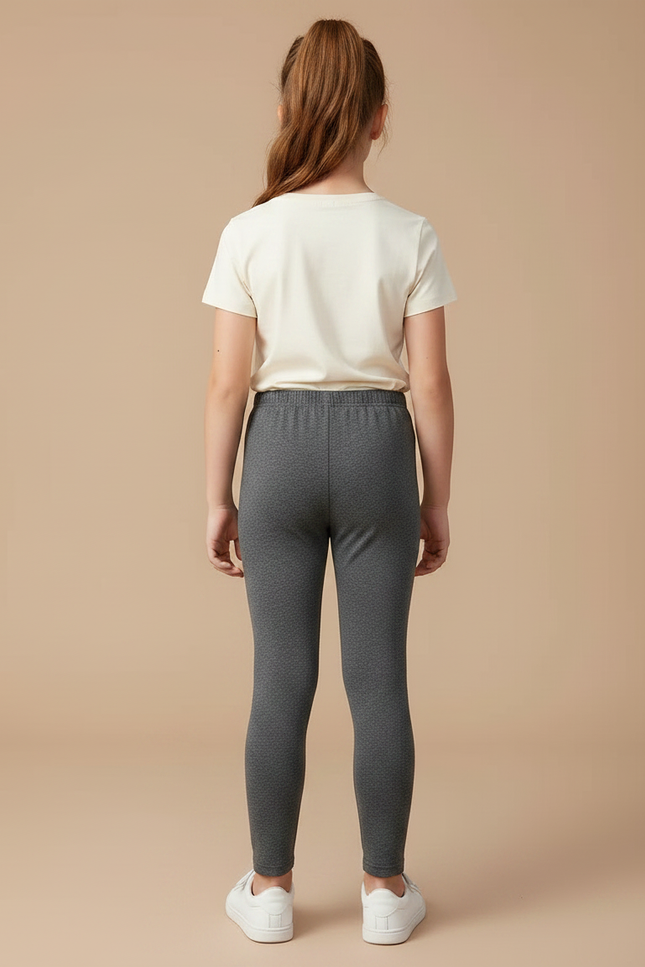 Pantalon Gris Enfant Slim Motif Dessin Animé Fille - Maille - vue 2
