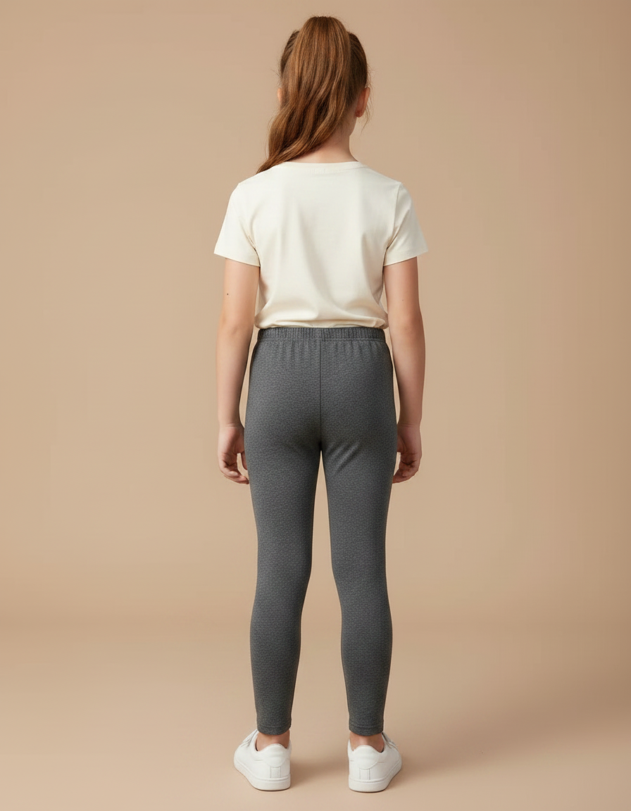 Pantalon Gris Enfant Slim Motif Dessin Animé Fille - Maille - vue 2