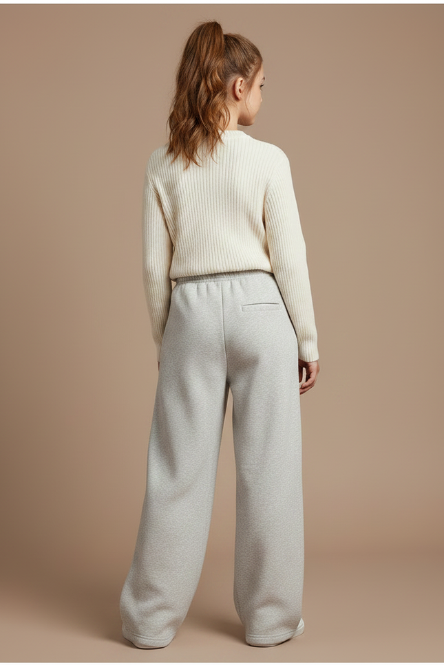 Pantalon Gris Ample Molletonné Décontracté Fille - vue 2