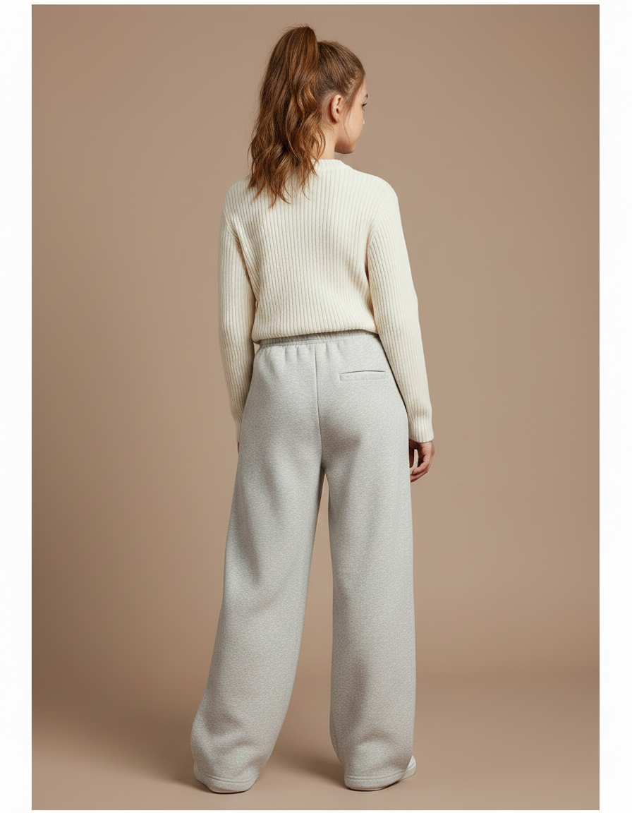 Pantalon Gris Ample Molletonné Décontracté Fille - vue 2