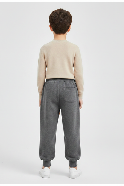 Pantalon Gris Molletonné Confortable Imprimé Enfant Sport Cordon - vue 2