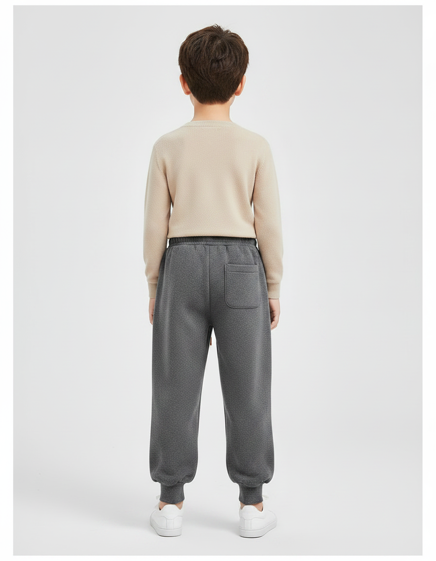 Pantalon Gris Molletonné Confortable Imprimé Enfant Sport Cordon - vue 2