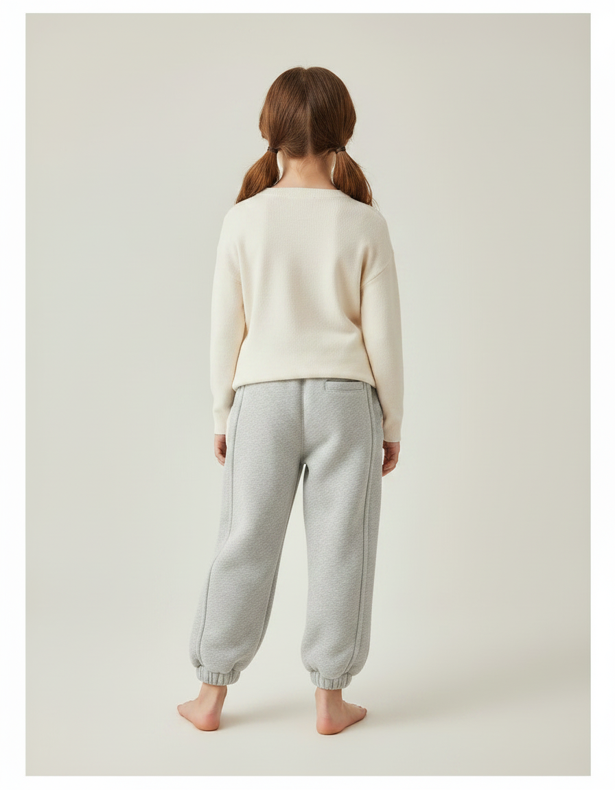 Pantalon Gris Molletonné Ample Décontracté Patte Chat - vue 2