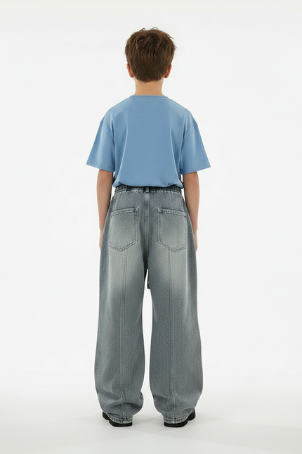Pantalon Gris Denim Ample Décontracté Urbain Enfant - Jean - vue 2