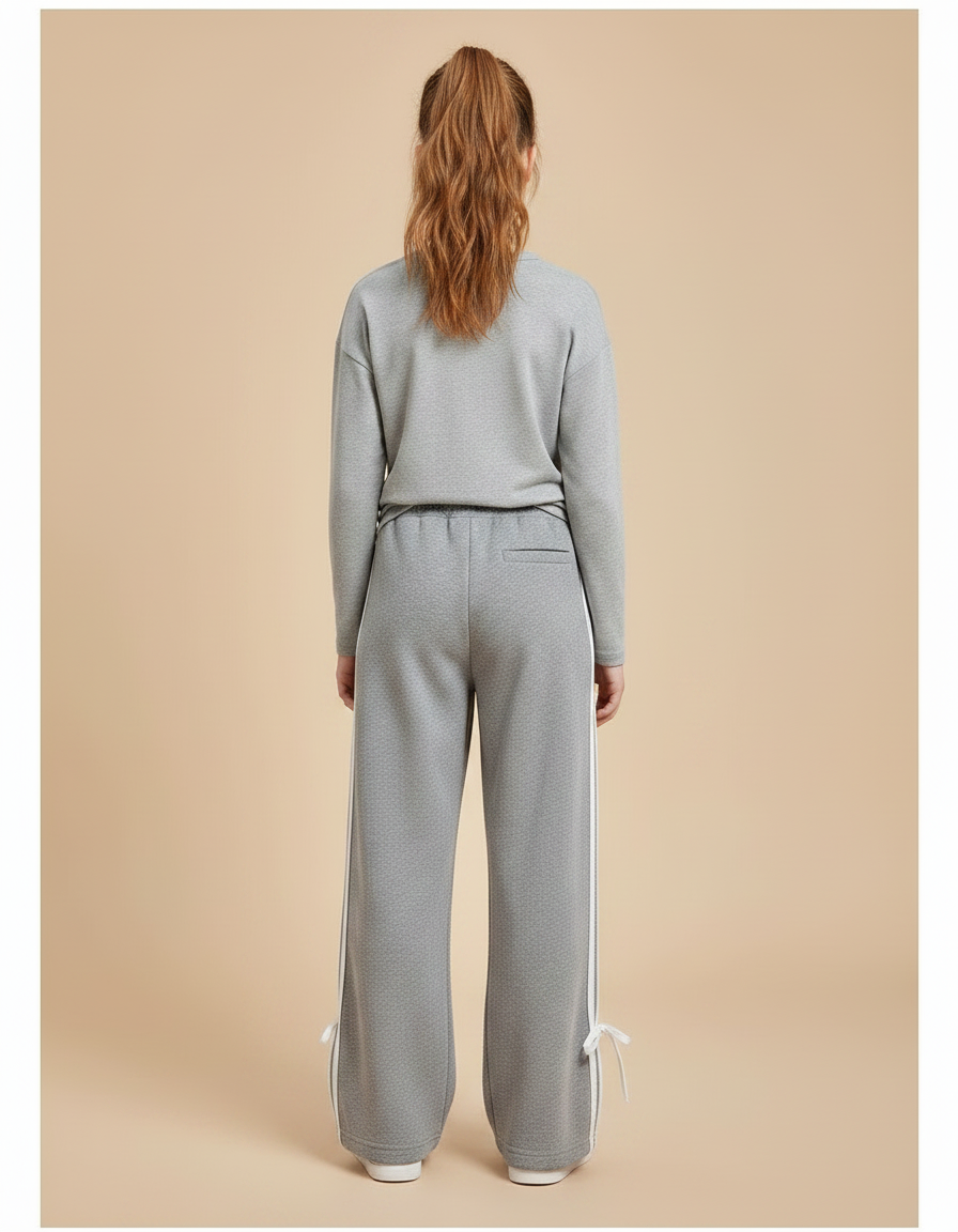 Pantalon Gris Large Molletonné Cordon Fille - vue 2