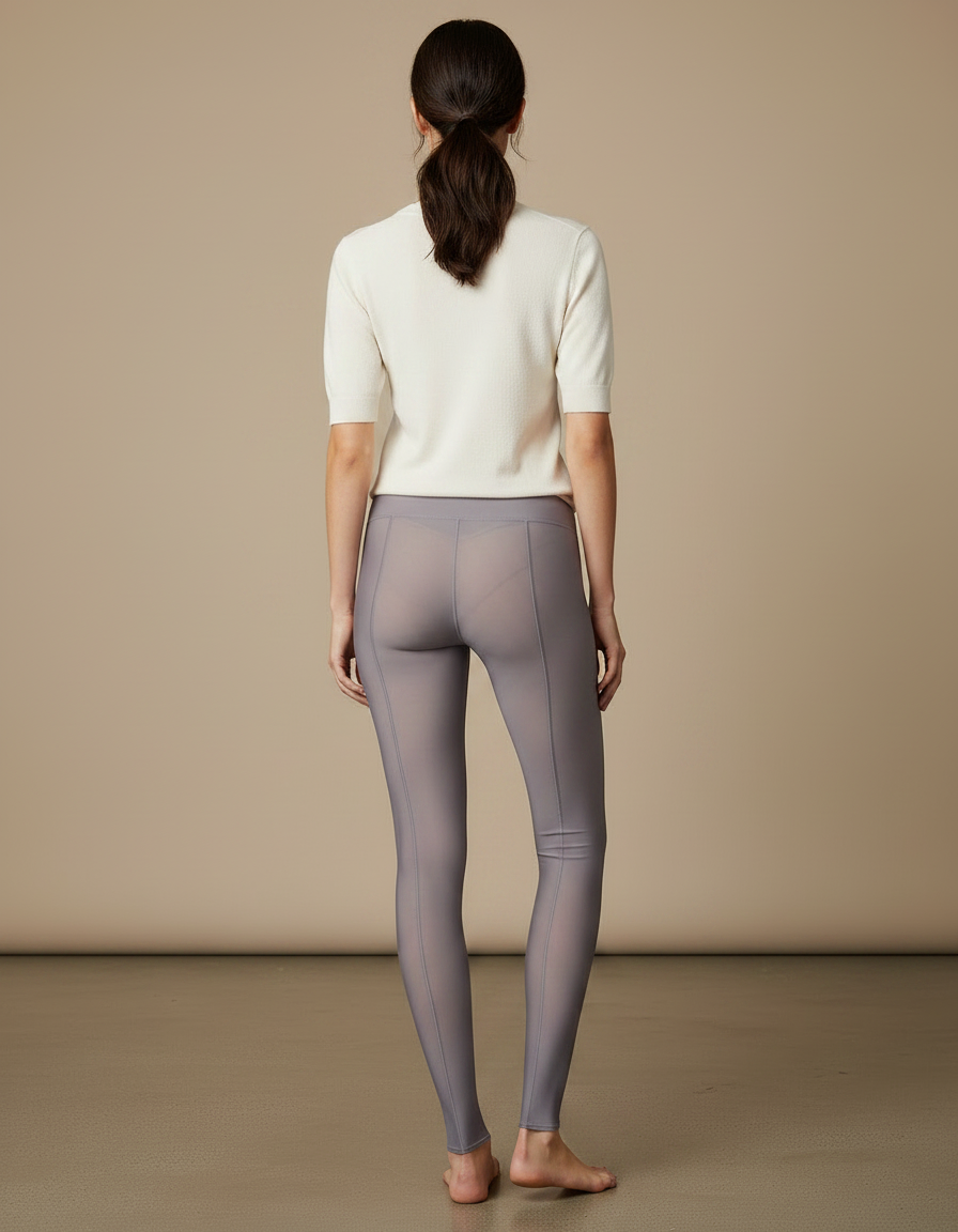 Pantalon Gris Transparent Moulant Confortable Doux Femme - Polyester - vue 2