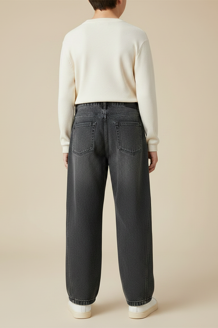 Pantalon Gris Jean Large Décontracté Enfant Ample - vue 2