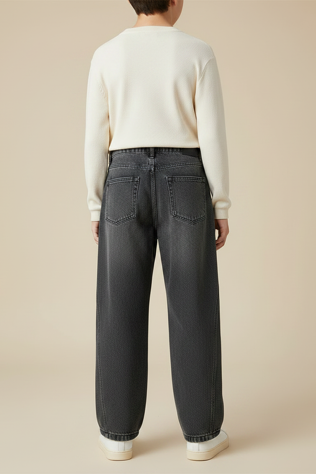 Pantalon Gris Jean Large Décontracté Enfant Ample - vue 2