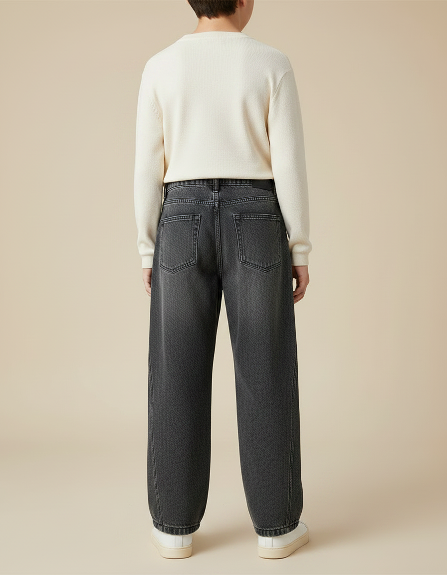 Pantalon Gris Jean Large Décontracté Enfant Ample - vue 2