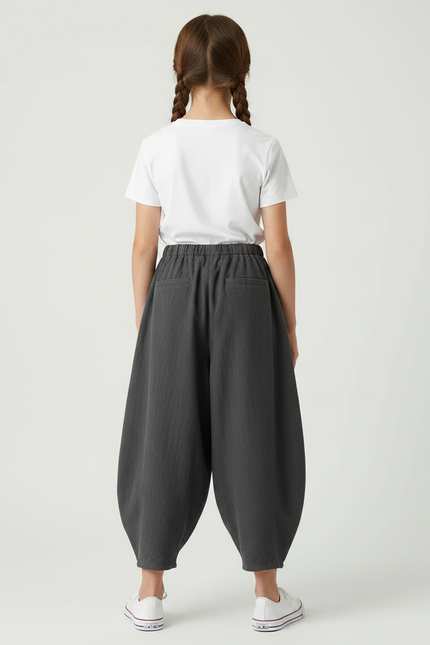 Pantalon Gris Ample Coton Fluide Fille - vue 2