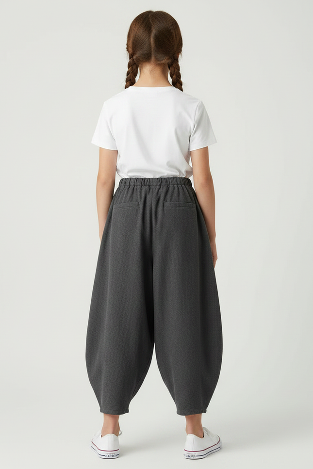 Pantalon Gris Ample Coton Fluide Fille - vue 2