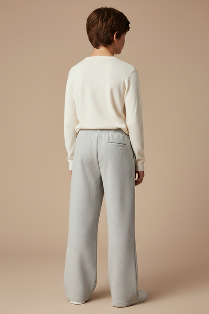 Pantalon Gris Large Ample Droit Confortable - Molleton - vue 2