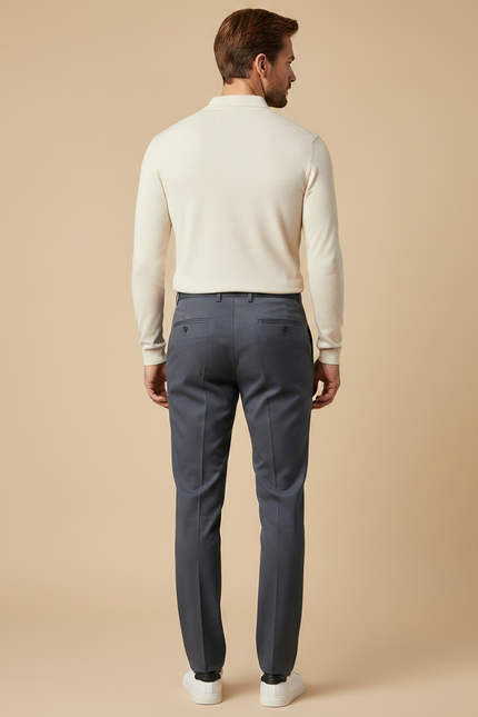 Pantalon Gris Droit Élégant Homme Décontracté - Gabardine - vue 2