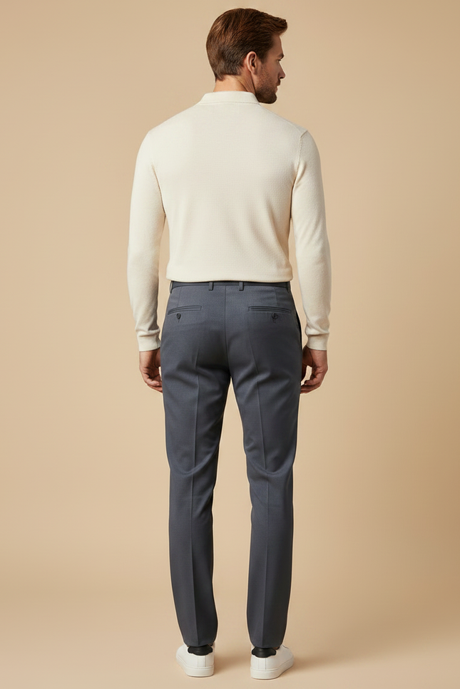 Pantalon Gris Droit Élégant Homme Décontracté - Gabardine - vue 2