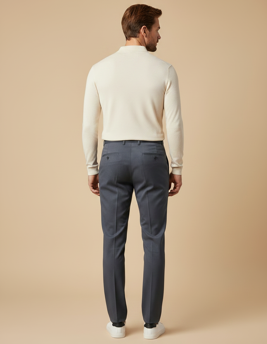 Pantalon Gris Droit Élégant Homme Décontracté - Gabardine - vue 2