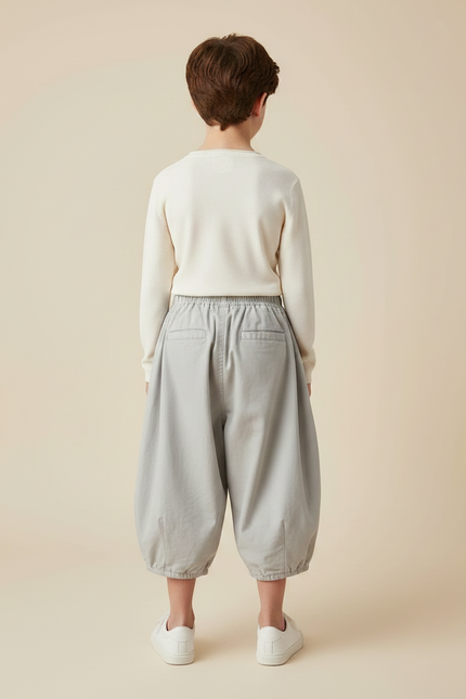 Pantalon Gris Ample Enfant Coton Décontracté - vue 2