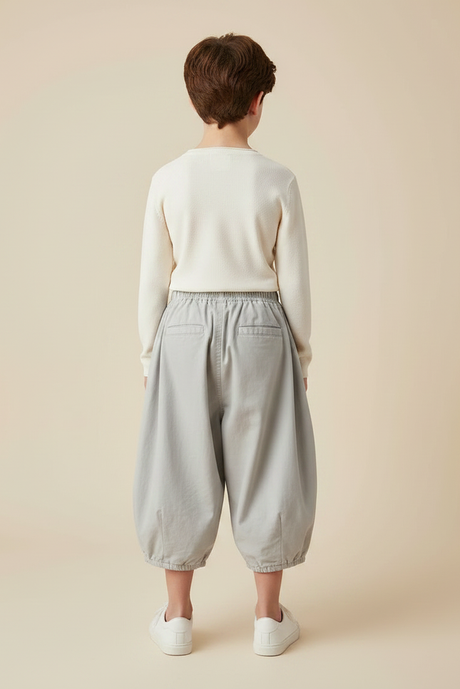 Pantalon Gris Ample Enfant Coton Décontracté - vue 2