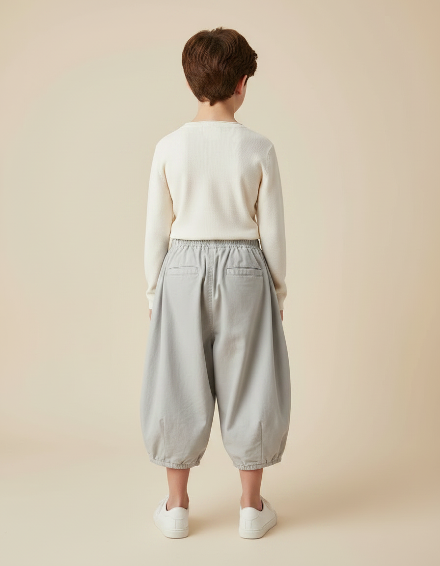 Pantalon Gris Ample Enfant Coton Décontracté - vue 2