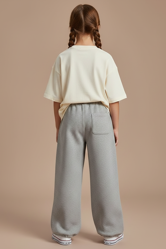 Pantalon Gris Ample Molletonné Lettres Streetwear - vue 2
