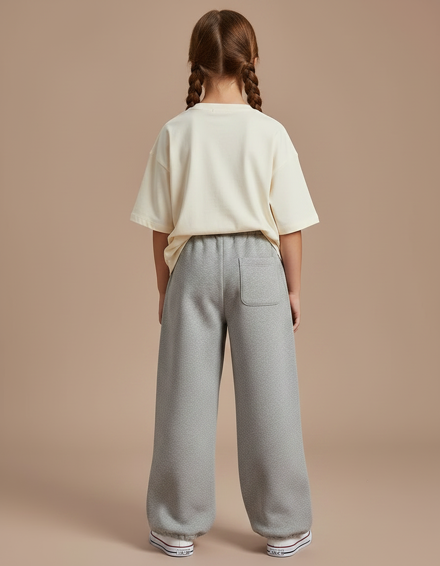 Pantalon Gris Ample Molletonné Lettres Streetwear - vue 2