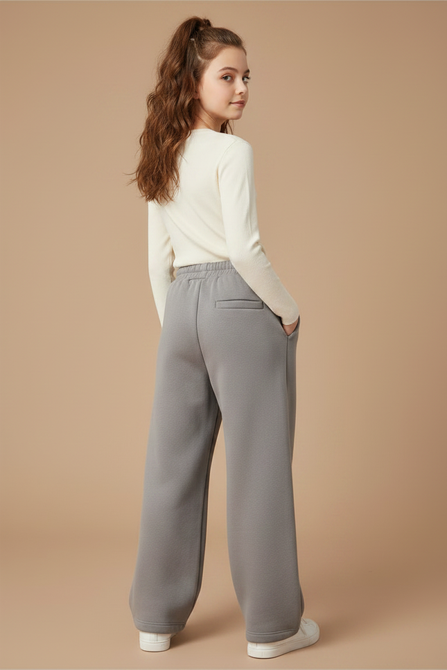 Pantalon Gris Large Décontracté Imprimé Enfant Fille - Molleton - vue 2