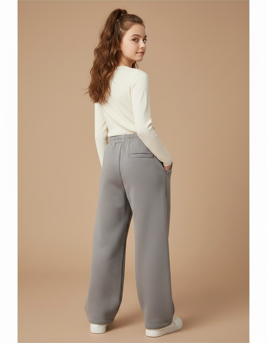 Pantalon Gris Large Décontracté Imprimé Enfant Fille - Molleton - vue 2