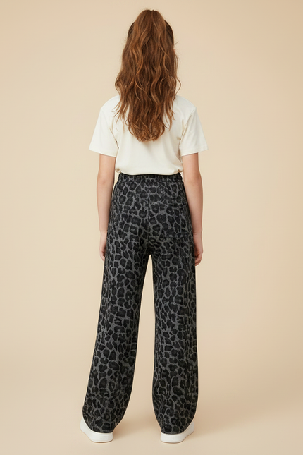 Pantalon Gris Imprimé Léopard Ample Décontracté Enfant - Molleton - vue 2