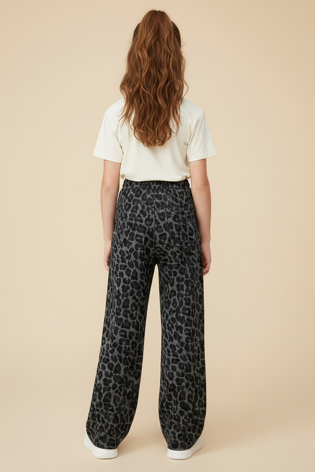 Pantalon Gris Imprimé Léopard Ample Décontracté Enfant - Molleton - vue 2
