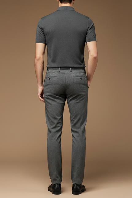 Pantalon Gris Homme Droit Élégant Motif Chic - Laine - vue 2