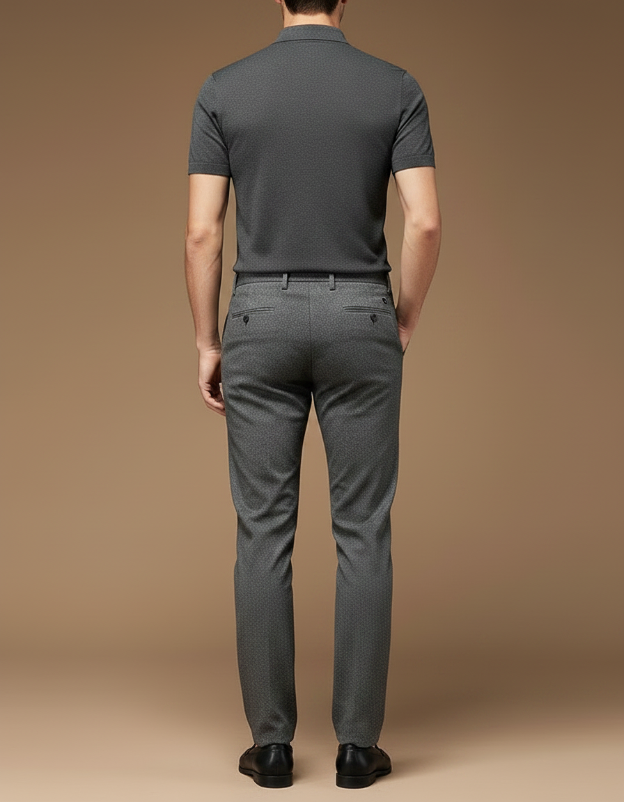 Pantalon Gris Homme Droit Élégant Motif Chic - Laine - vue 2