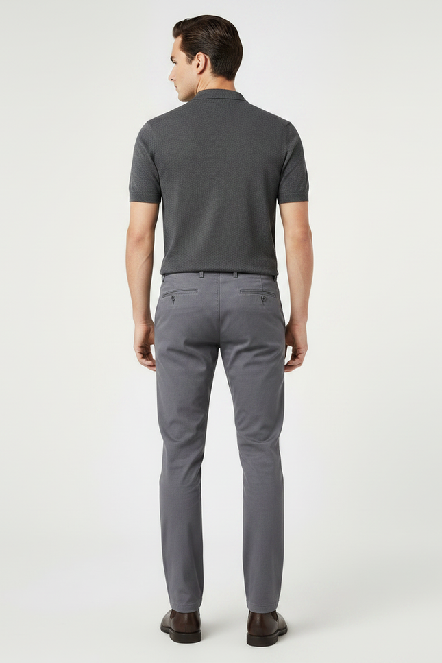 Pantalon Gris Homme Décontracté Coton Droit Élastique - vue 2