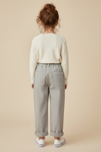 Pantalon Gris Cargo Ample Coton Enfant Décontracté - vue 2