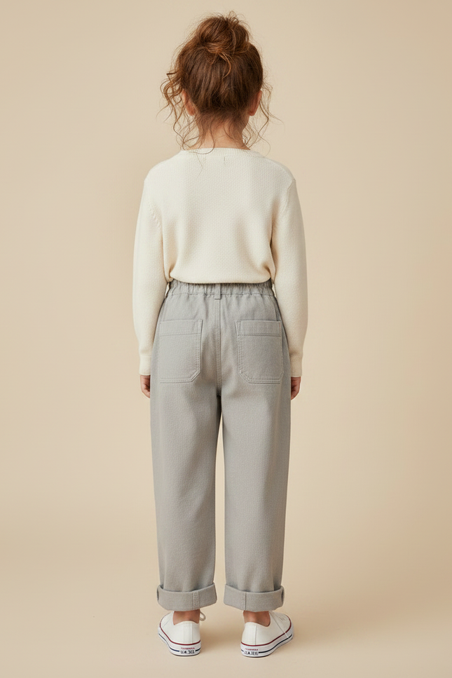 Pantalon Gris Cargo Ample Coton Enfant Décontracté - vue 2